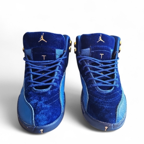 Jordan 12 Retro Blue/Gold Velvet Sneakers Men’s 11 Rare 2019 Vintage Release - Picture 8 of 14